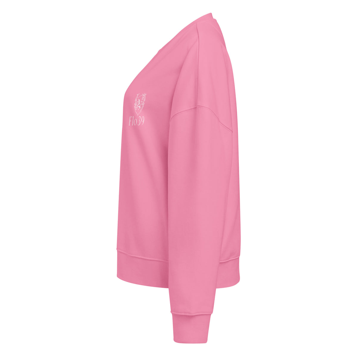 unicorn-flo39-logo-womens-organic-crew-neck-left-side-view
