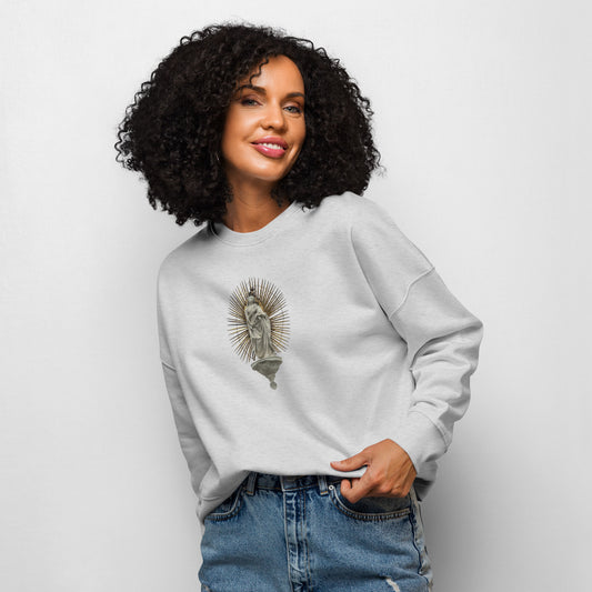 halo-madonna-womens-organic-crew-neck-front-view-on-model