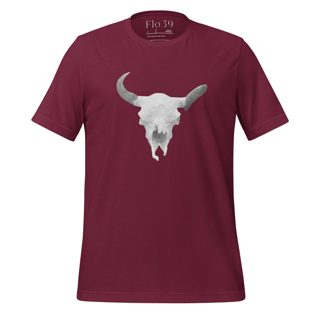 Flo 39 Cody Steer Skull unisex T-shirt in bordeaux