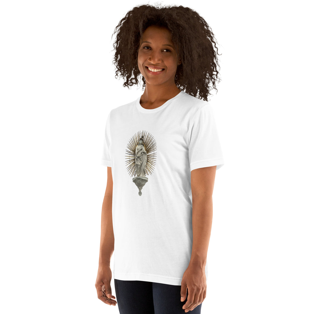 halo-madonna-tshirt-white-left-side-view-on-model
