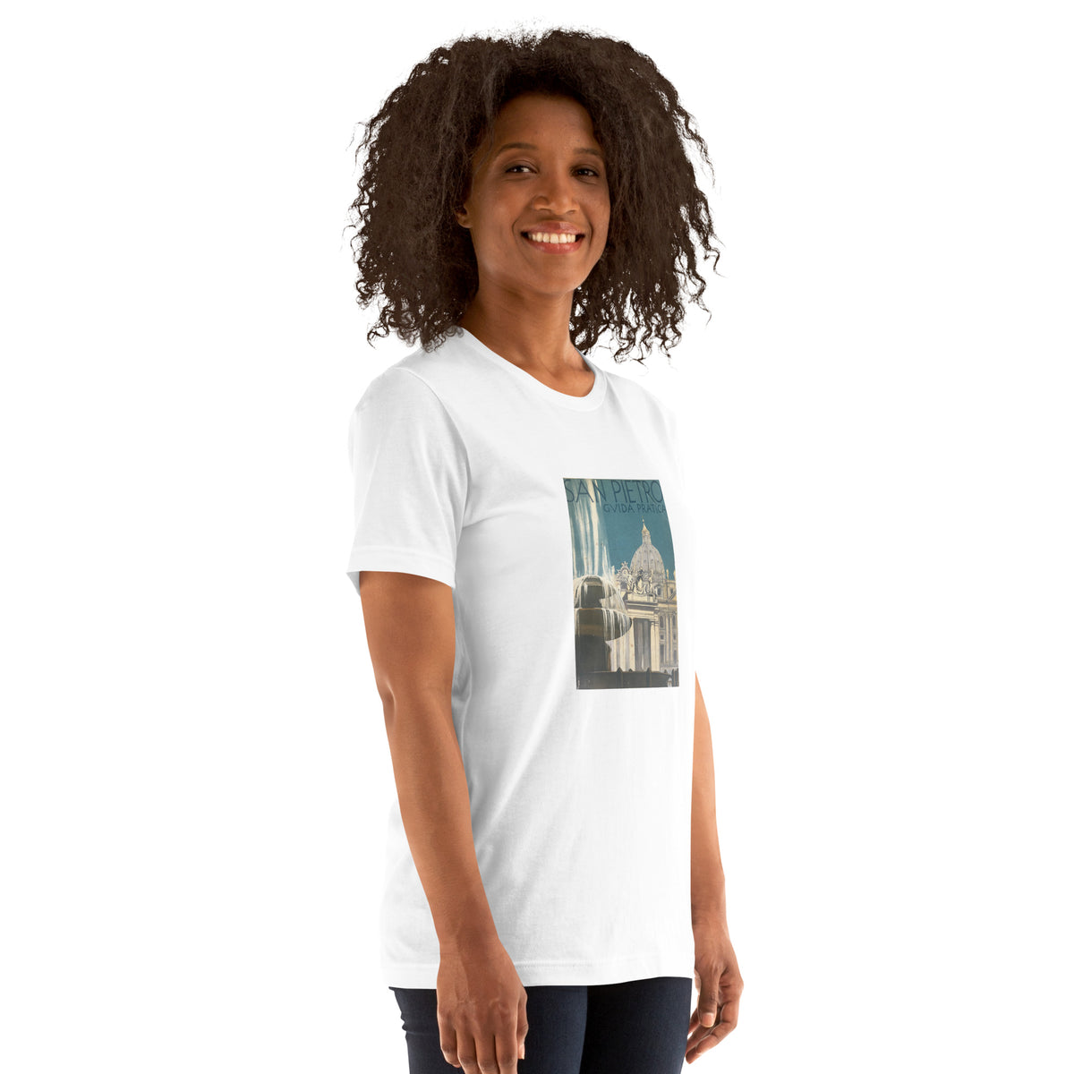 San Pietro vintage rome tshirt side view on model