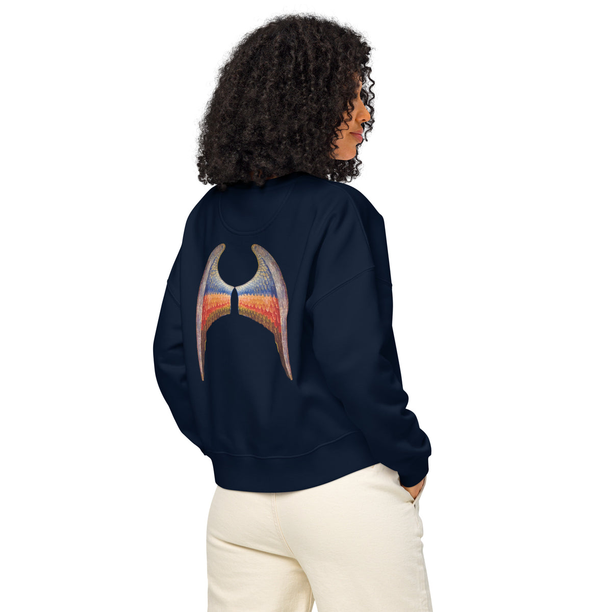 Flo 39 Florence Gabriel Wings sweater in navy on model back view