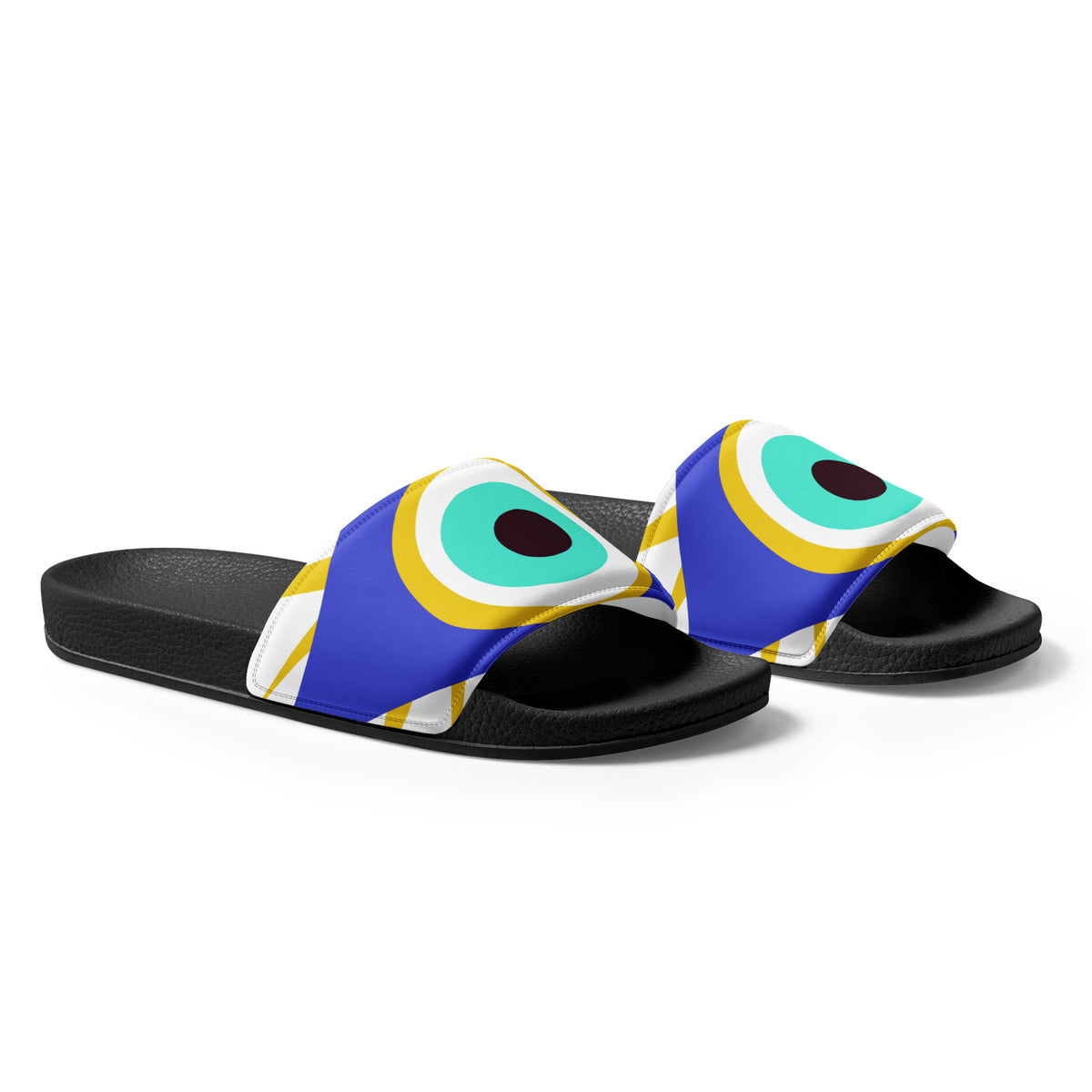 Flo 39 Greek Evil Eye women's slide sandals, ride side view